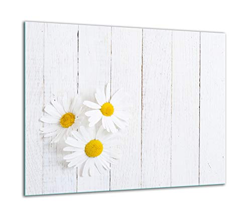 TMK - Placa protectora de vitrocerámica 60 x 52 cm 1 pieza cocina eléctrica universal para inducción protección contra salpicaduras tabla de cortar de vidrio templado como decoración Flores