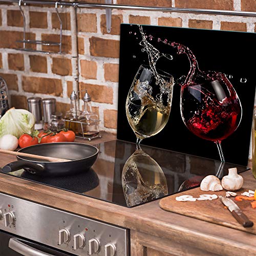 TMK - Placa protectora de vitrocerámica 60 x 52 cm 1 pieza cocina eléctrica universal para inducción protección contra salpicaduras tabla de cortar de vidrio templado como decoración Vino