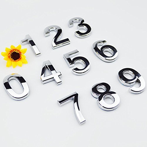 Tocone 4pcs Adhesivo Acrílico Número Casa 0 a 9 Signo Vivienda Calle Números Placas de Dirección Número de Casa para Puerta, Casa, Buzón, Hotel, Plata 5cm (1)