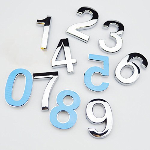 Tocone 4pcs Adhesivo Acrílico Número Casa 0 a 9 Signo Vivienda Calle Números Placas de Dirección Número de Casa para Puerta, Casa, Buzón, Hotel, Plata 5cm (1)