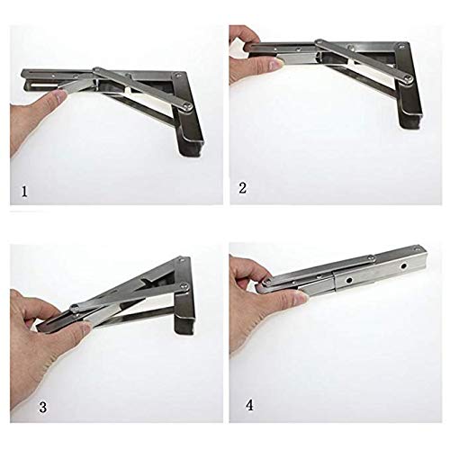 Toirxarn 200mm Escuadra Abatible, Bisagras Mesa Plegable Inoxidable,Soportes Plegables Para Pared.（2 Piezas）