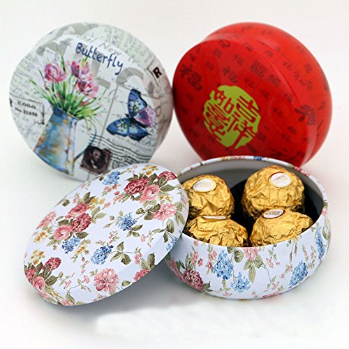 TooGet Elegantes Latas Vacías, Shabby Chic Mini-Cajas para Velas DIY, Almacenamiento en Seco, Especias, Té, Dulces, Regalos para Fiestas, Y Regalos - Color Al Azar(Ronda 6Pcs)