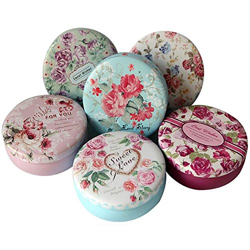 TooGet Elegantes Latas Vacías, Shabby Chic Mini-Cajas para Velas DIY, Almacenamiento en Seco, Especias, Té, Dulces, Regalos para Fiestas, Y Regalos - Color Al Azar(Ronda 6Pcs)