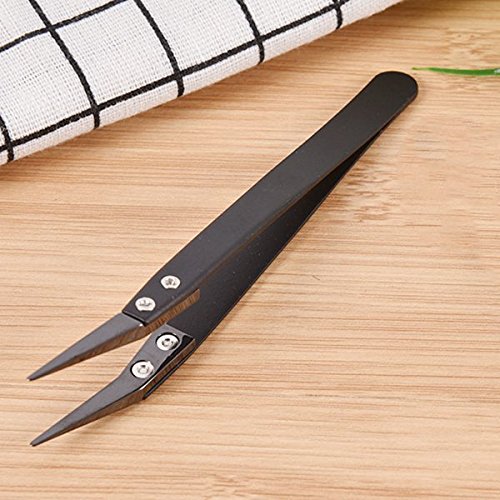 TOOGOO Set de pinzas de ceramica negra - Antiestatico, anticorrosivo, antimagnetico, altamente resistente al calor (3Pack)
