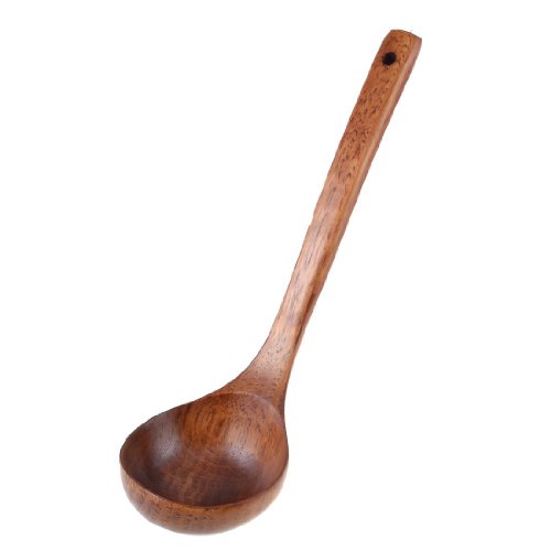 TOOGOO（R）) Cacillo Cuchara Cucharon de Sopa de Madera de Mango Recto de Cocina Marron 11"de Largo