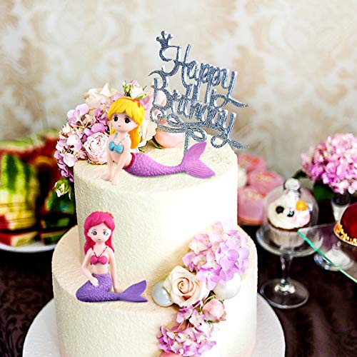 TOYANDONA 4 unidades Mini sirena figuras, sirena muñeca pastel Topper para niños regalos tarta de cumpleaños o en casa mesa coche decoración de patrón mixto
