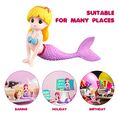 TOYANDONA 4 unidades Mini sirena figuras, sirena muñeca pastel Topper para niños regalos tarta de cumpleaños o en casa mesa coche decoración de patrón mixto