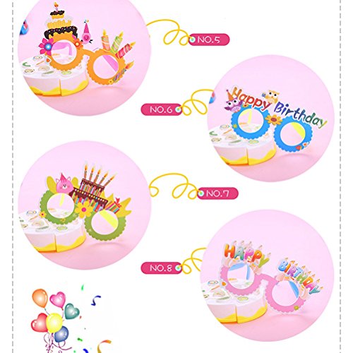 TOYMYTOY 12pcs Gafas de Fiesta,Gafas de Papel Novedad Juguete Feliz cumpleaños Fiesta Marcos de anteojos Photo Prop Party Supplies (Color al Azar)