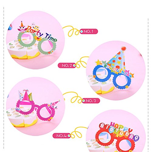 TOYMYTOY 12pcs Gafas de Fiesta,Gafas de Papel Novedad Juguete Feliz cumpleaños Fiesta Marcos de anteojos Photo Prop Party Supplies (Color al Azar)