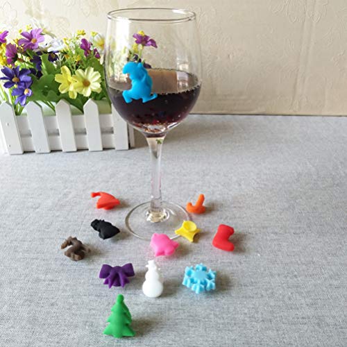 Toyvian - Lote de 24 marcadores de Copas de Vino de Silicona para indicar el Nombre de la Mesa de Navidad