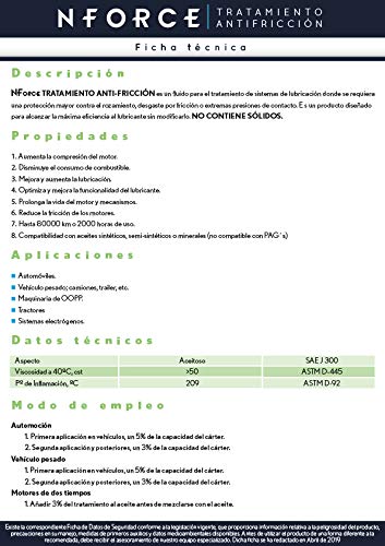Tratamiento Antifriccion NFORCE para el Aceite de tu Coche, moto, camión, tractor, grupo electrógeno, etc