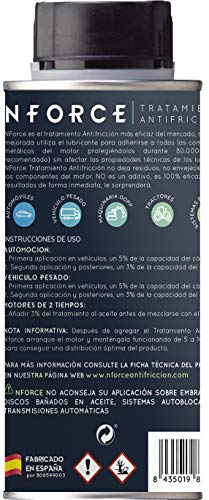 Tratamiento Antifriccion NFORCE para el Aceite de tu Coche, moto, camión, tractor, grupo electrógeno, etc