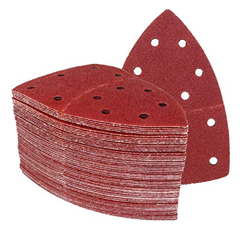 Triángulos de Molienda Prio │ 50 piezas │ 11 agujeros │ 105 x 152 mm │ grano 240 │ para poliquenales │ Cuchillas de Molienda │ Almohadillas de Molienda Triangulares │ Papel de Molienda │ Hojas de Lija