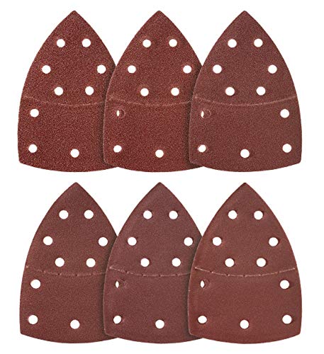 Triángulos de Molienda Prio │ 50 piezas │ 11 agujeros │ 105 x 152 mm │ grano 80 │ para poliquenales │ Cuchillas de Molienda │ Almohadillas de Molienda Triangulares │ Papel de Molienda │ Hojas de Lija