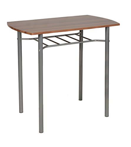 ts-ideen Juego de Comedor 3 Piezas Mesa Cocina Sillas Marco de Metal + Fibra de Madera Plateado y Marron 76 x 83