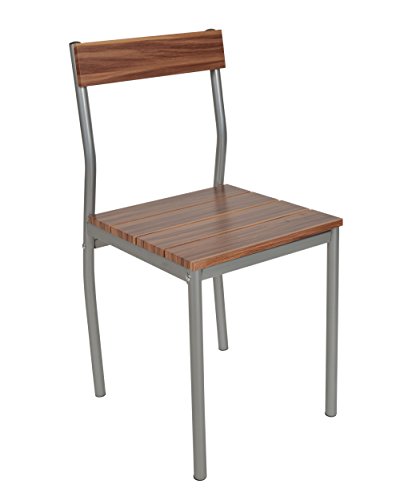 ts-ideen Juego de Comedor 3 Piezas Mesa Cocina Sillas Marco de Metal + Fibra de Madera Plateado y Marron 76 x 83