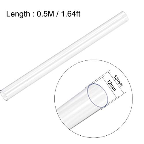 Tubería Transparente Redonda rígida de PVC de 2 Piezas, tubería de Agua Flexible de plástico 12 mm ID x 13 mm OD, 0,5 m