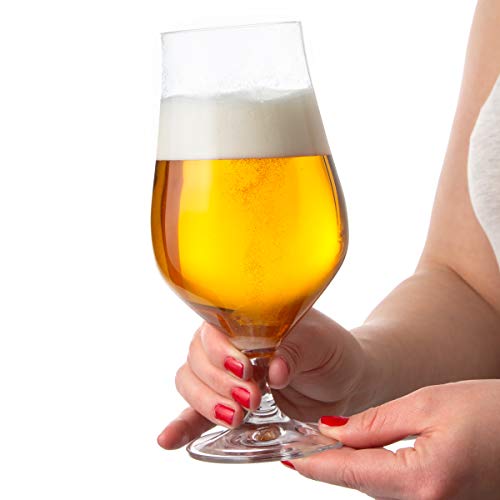Tulip Pilsner - Juego de 6 vasos de cerveza grandes para beber artesanía, cerveza belga, británica alemana, media pinta, 540 ml, diseño de tulipán