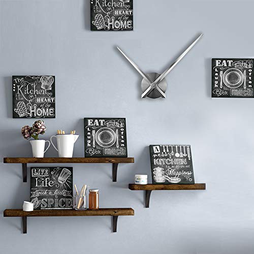 ufengke Reloj de Pared Solo Agujas sin Marco Grande Reloj Quartz Metal 3D DIY Plateado para Salon Comedor, Diámetro 63cm