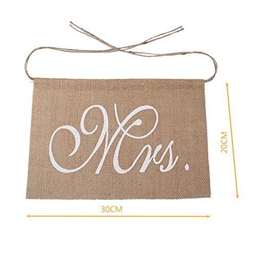 UIYU Carteles para silla de boda con las inscripciones «Mr.» y «Mrs.» Juego de carteles para silla, 2 unidades, estilo vintage, color caqui, para decoración de bodas y fiestas