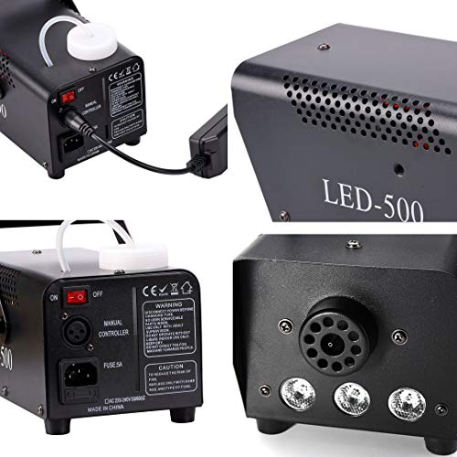 UKing Máquina de humo 500W LED Negro RGB Control Remoto Buena Atmósfera para Varios Festivales Party Bar Disco Clubs Escena de la Boda