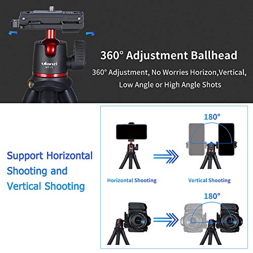 Ulanzi MT-11 Soporte para trípode de Pulpo Flexible Tornillo de 1/4 Pulgada Diseño de Plataforma 2 en 1 Ajuste de 360 ° Cabezal de Bola 1.2 kg / 2.6lbs Capacidad de Carga para teléfono Inteligente