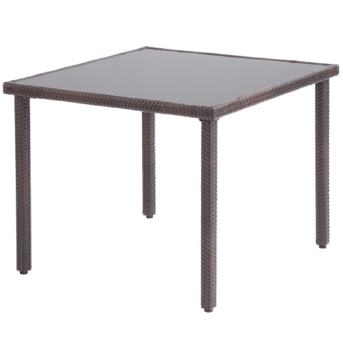 Ultranatura Palma - Mesa de Vidrio de poliratán, 90 x 90 x 73 cm