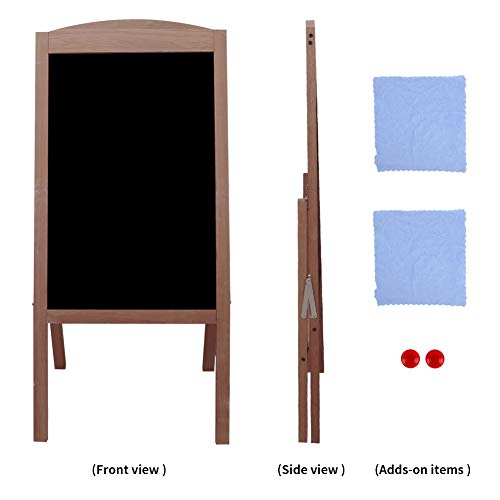 UNHO Pizarra de Madera de Pie Pizarra de Dibujo Magnética Tablero Publicitario para Menú Anuncios Promociones Pizarra Plegable para Restaurante Cafetería Bar Color Marrón