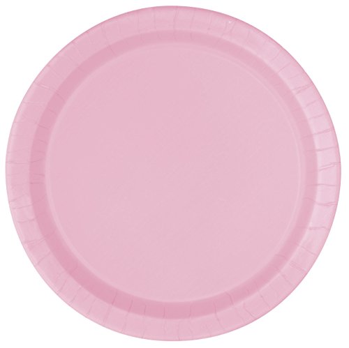 Unique Party - Platos de Papel - 23 cm - Rosa Claro - Paquete de 16 (30879)