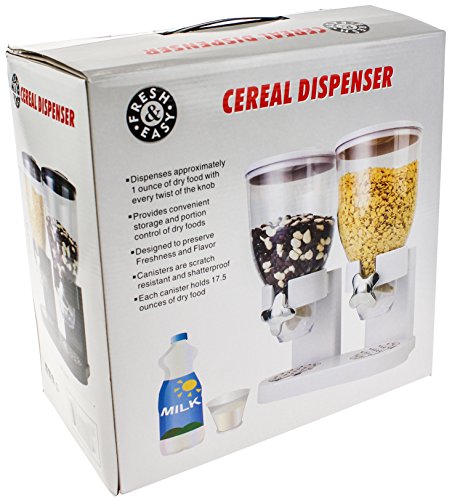 United Entertainment - Dispensador de cereales (doble dispensador para cereales, muesli y copos de maíz), color plateado
