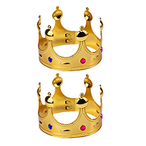 UPKOCH - 2 Coronas para Fiestas de Halloween, chapadas en plástico, con Rey Coronas, para niños, Disfraz de Halloween, Color Dorado