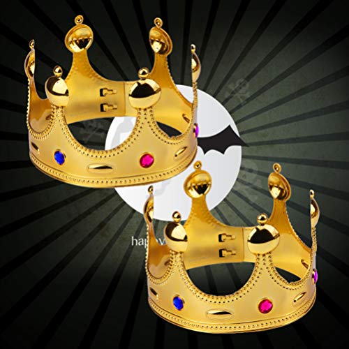 UPKOCH - 2 Coronas para Fiestas de Halloween, chapadas en plástico, con Rey Coronas, para niños, Disfraz de Halloween, Color Dorado