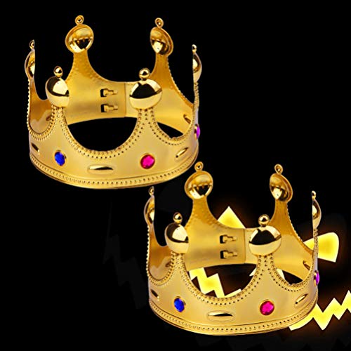 UPKOCH - 2 Coronas para Fiestas de Halloween, chapadas en plástico, con Rey Coronas, para niños, Disfraz de Halloween, Color Dorado