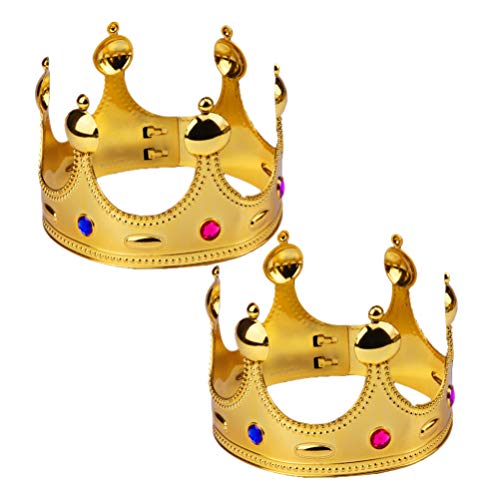 UPKOCH - 2 Coronas para Fiestas de Halloween, chapadas en plástico, con Rey Coronas, para niños, Disfraz de Halloween, Color Dorado