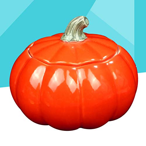 Upkoch - Caja de té de cerámica con forma de calabaza, contenedores para té, tarro de té, tarro de almacenamiento de alimentos (verde), cerámica, rojo, 9 * 9 * 7 cm