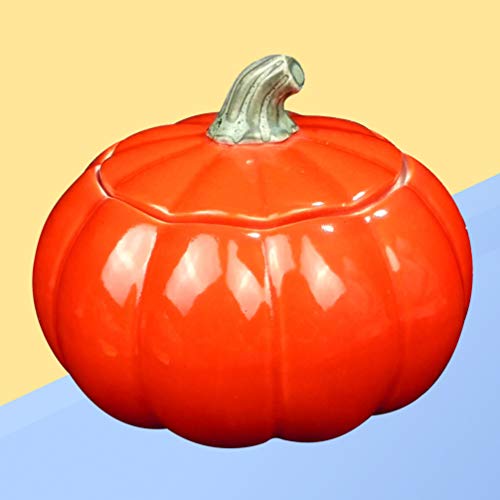 Upkoch - Caja de té de cerámica con forma de calabaza, contenedores para té, tarro de té, tarro de almacenamiento de alimentos (verde), cerámica, rojo, 9 * 9 * 7 cm