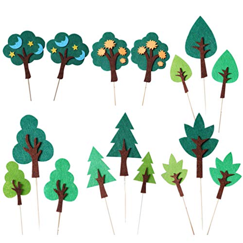 UPKOCH Forest Cake Toppers - Decoración para tartas, diseño de bosque, 16 piezas (seis patrones)