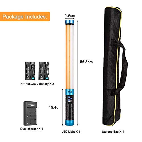 UTEBIT 288 Leds Video Light Kit 2000LM Aluminum Alloy Bi-Color 3200-5500K Handheld Led Photography Lighting 1/4 Screw+ 2 Pieces NP-F550/570+ USB Dual Charger 4 Flash Model for Light Stand, Tripod