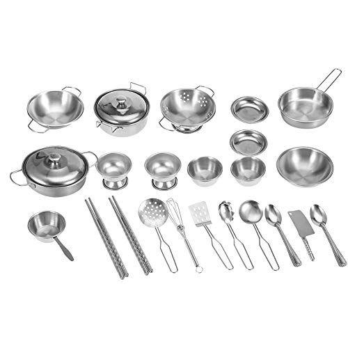 Utensilios de Cocina para niños Juguetes, Utensilios de Cocina Utensilios de Cocina de Acero Inoxidable Utensilios de Cocina Juego de sartenes para niños(25PCS )