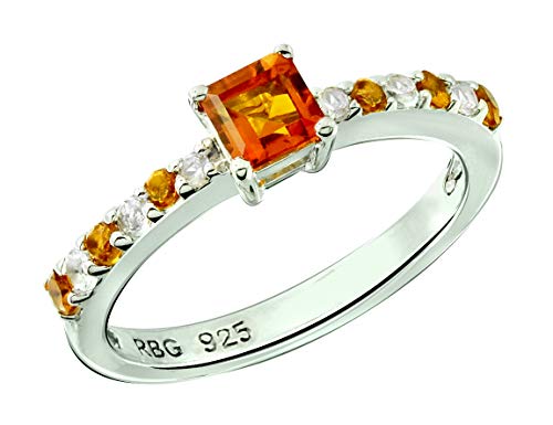V. Angels Mujer Hombre Unisex Niños Plata fina 925 plata de ley cuadrada Madeira Citrine