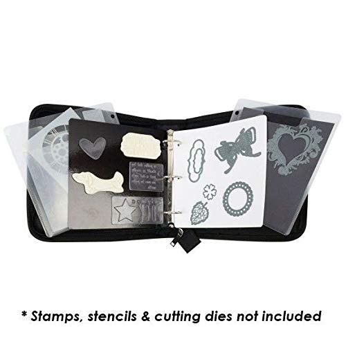 Vaessen Creative Almacenamiento con Bolsillos y Hojas Magnéticas para Organizar y Almacenar Plantillas de Corte, Sellos y Carpetas de Embossing, 25 cm x 25 cm