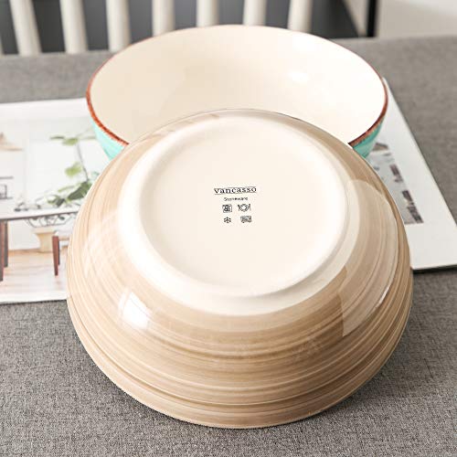 vancasso Serie Bella Cuencos Grandes 2 Piezas 1650ML Ensaladera, Cuencos para Sopa, Tazones Frutas, Ensalada, Ramen Bowl 2 Colores
