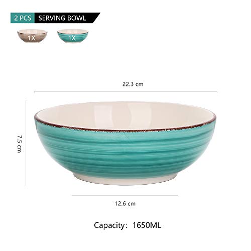 vancasso Serie Bella Cuencos Grandes 2 Piezas 1650ML Ensaladera, Cuencos para Sopa, Tazones Frutas, Ensalada, Ramen Bowl 2 Colores