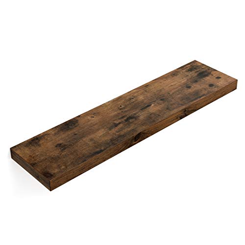 VASAGLE Estante Flotante, Estante de Pared para Fotos, Decoraciones, en Salón, Cocina, Pasillo, Dormitorio, Baño, Marrón Rústico LWS28BX