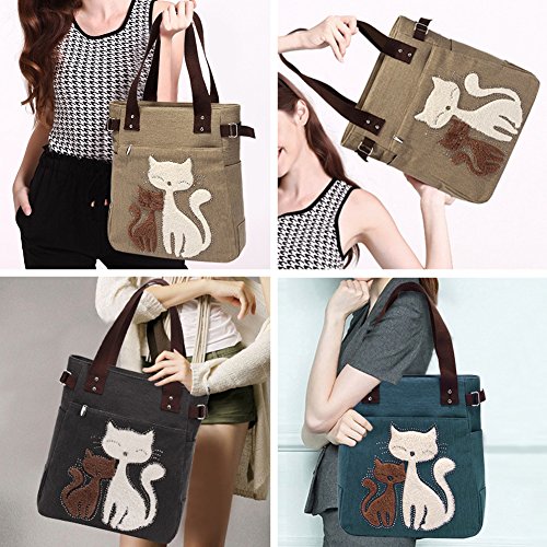 VBIGER Bolso de lona de hombro para mujer Talla única Negro