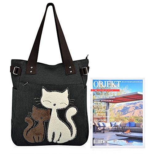 VBIGER Bolso de lona de hombro para mujer Talla única Negro