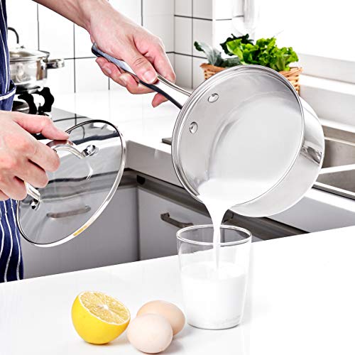 Velaze Juego de Ollas, Batería de Utensilios de Cocina de Acero Inoxidable, Cacerolas Antiadherentes de Cocina(8 Piezas)
