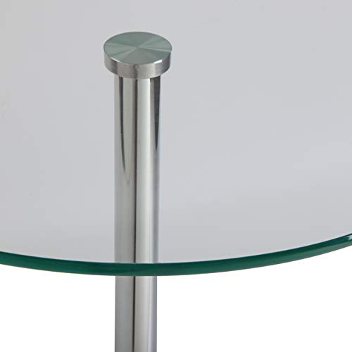 Versa 18790700 Mesa Auxiliar de Cristal Redonda Trento, Templado y Cromo, 56 x 50 x 50 cm