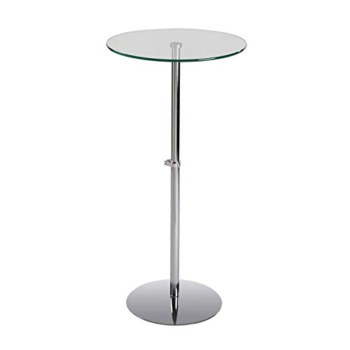 Versa 18790700 Mesa Auxiliar de Cristal Redonda Trento, Templado y Cromo, 56 x 50 x 50 cm