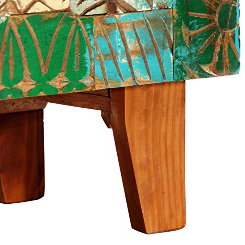vidaXL Aparador Comedor 2 Puertas Madera Maciza Reciclada Vintage Retro Decorado Mueble Buffet Estrecho Salón Cocina Armario Auxiliar Bufé Multicolor